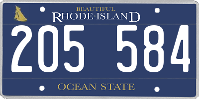 RI license plate 205584