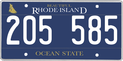 RI license plate 205585