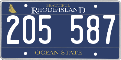 RI license plate 205587