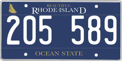 RI license plate 205589