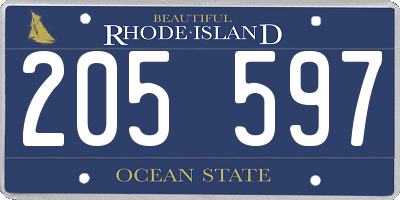 RI license plate 205597