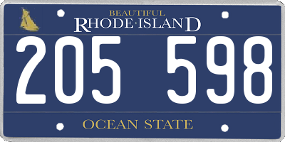 RI license plate 205598