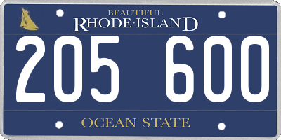 RI license plate 205600