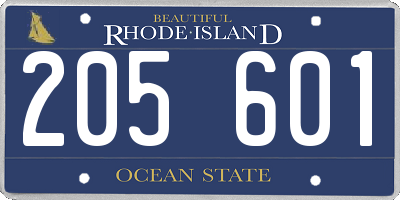 RI license plate 205601
