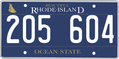 RI license plate 205604