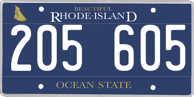RI license plate 205605