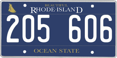 RI license plate 205606