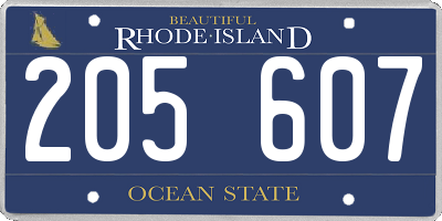 RI license plate 205607