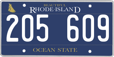 RI license plate 205609