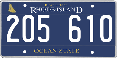RI license plate 205610