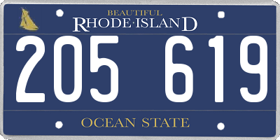 RI license plate 205619