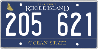 RI license plate 205621