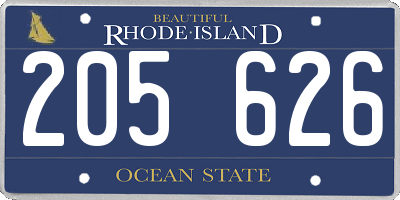 RI license plate 205626