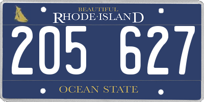RI license plate 205627