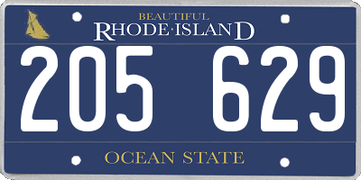 RI license plate 205629