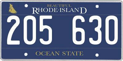 RI license plate 205630