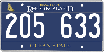 RI license plate 205633