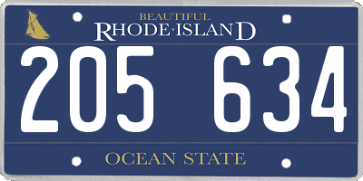 RI license plate 205634