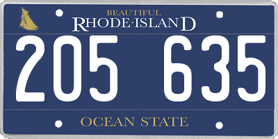 RI license plate 205635