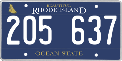 RI license plate 205637
