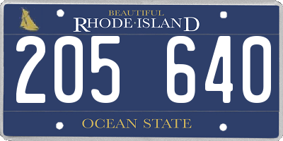RI license plate 205640