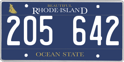 RI license plate 205642