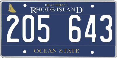 RI license plate 205643