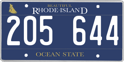 RI license plate 205644