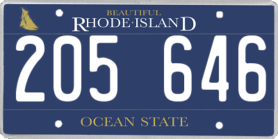 RI license plate 205646