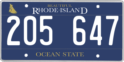 RI license plate 205647
