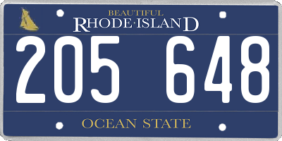 RI license plate 205648