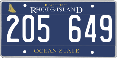 RI license plate 205649