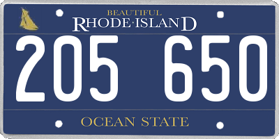 RI license plate 205650