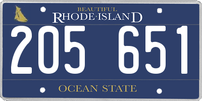 RI license plate 205651
