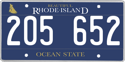 RI license plate 205652