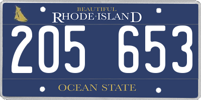 RI license plate 205653