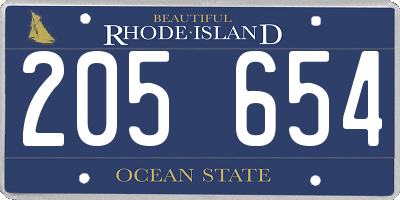 RI license plate 205654