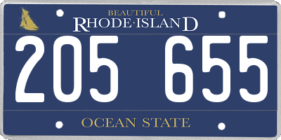 RI license plate 205655