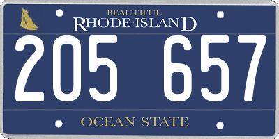 RI license plate 205657