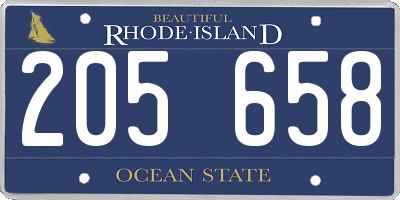 RI license plate 205658