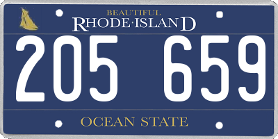 RI license plate 205659