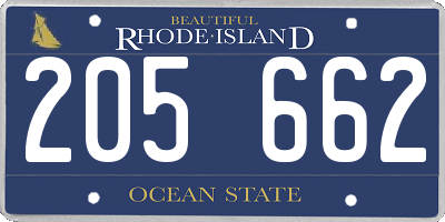 RI license plate 205662