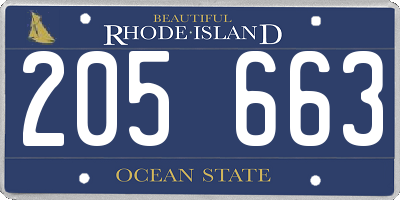 RI license plate 205663