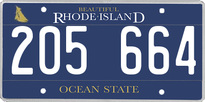 RI license plate 205664