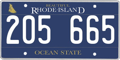 RI license plate 205665