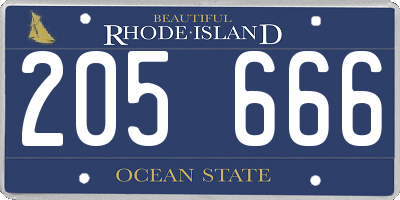 RI license plate 205666