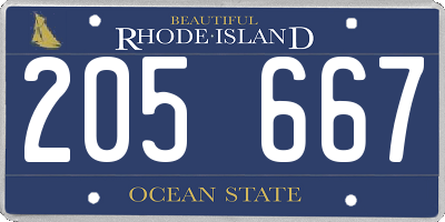 RI license plate 205667
