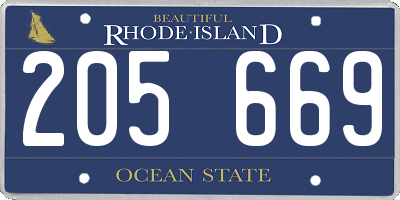 RI license plate 205669