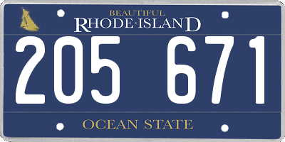 RI license plate 205671