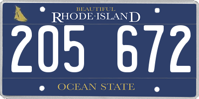 RI license plate 205672